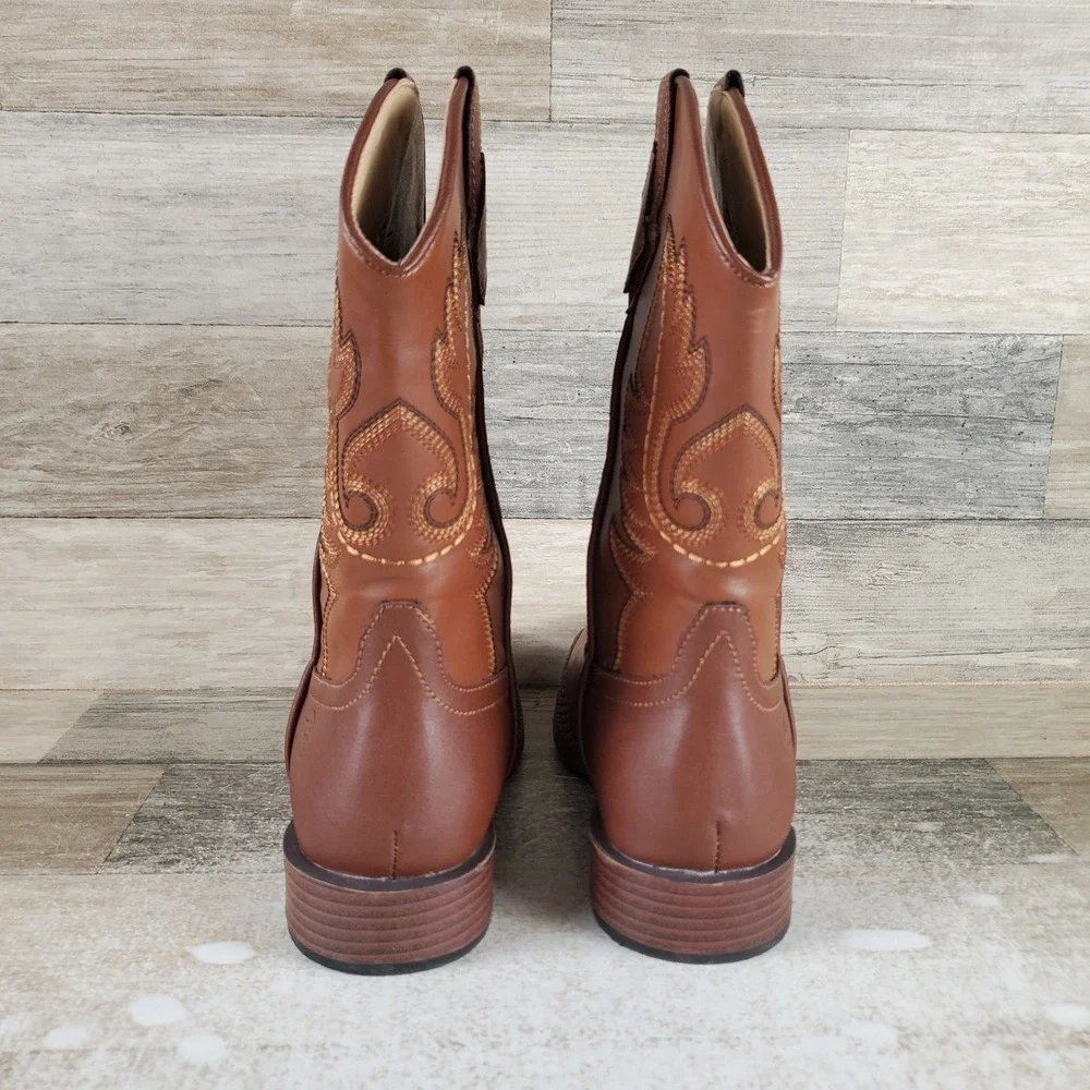 Roper Texson Kids Western Boots Sz 1 Texson Brown Leather Square Toe Ankle